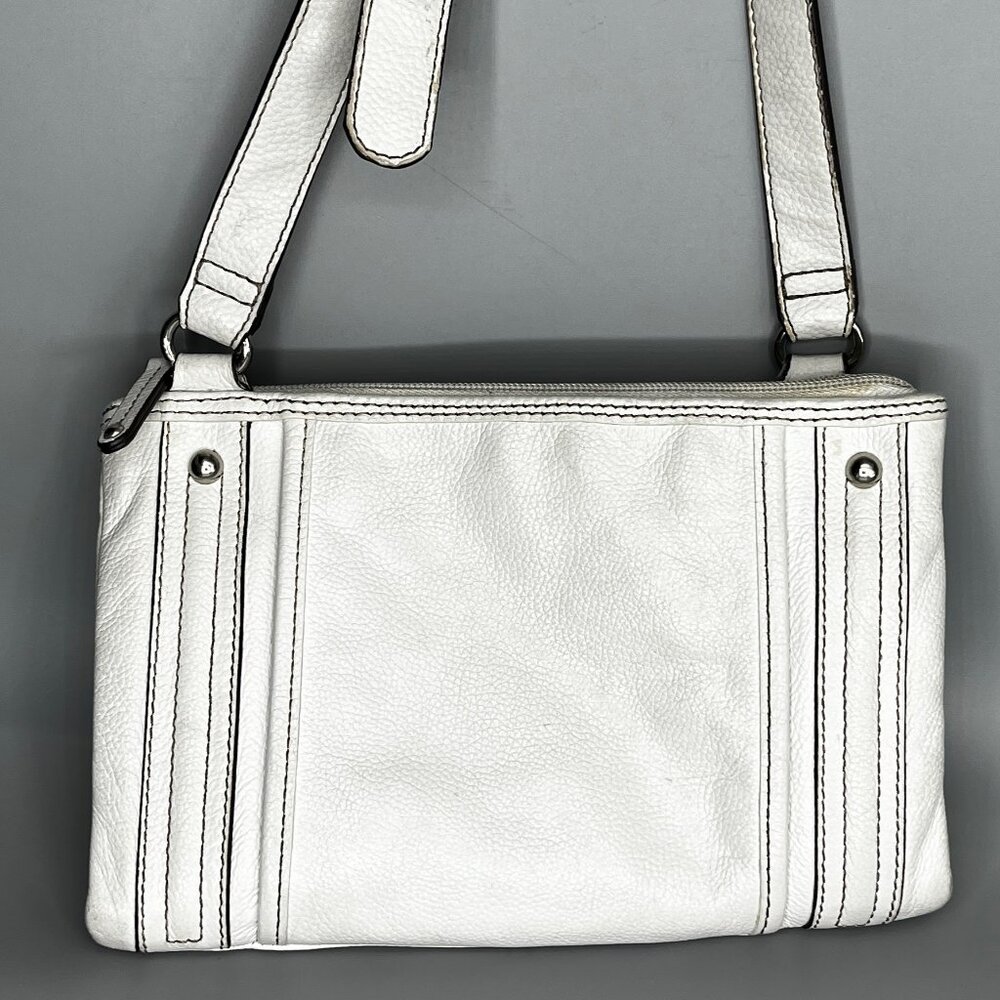 TIGNANELLA GENUINE WHTE LEATHER WITH ORGANIZER 3 SECTIONS CROSSBODY/SHOULDER BAG - Picture 2 of 5